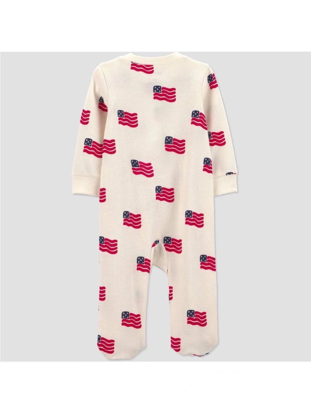 Carter's Cream One-Piece Footed Pajamas with Red and Navy Flag Print
